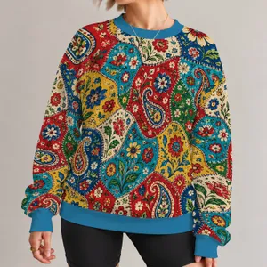 Bohemian Floral Paisley Patchwork for Creative Everyday Style and Weekend Outings All-over Print Knitted Sweater