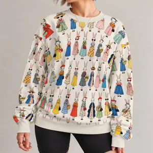 Fashionable Rabbit Characters for Whimsical Everyday Style and Mother's Day Gifting All-over Print Knitted Sweater