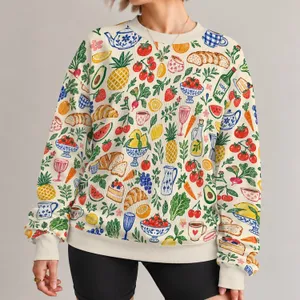 Whimsical Cafe Food Doodles for Creative Everyday Outfits and Relaxed Weekend Wear All-over Print Knitted Sweater
