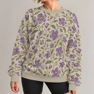 Vintage Violet Wildflowers for Elegant Everyday Style and Garden Gatherings for Women All-over Print Knitted Sweater