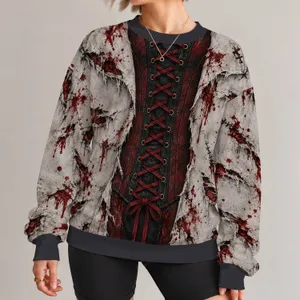 Bloody Corset and Torn Zombie Costume for Halloween Parties and Spooky Night Events All-over Print Knitted Sweater