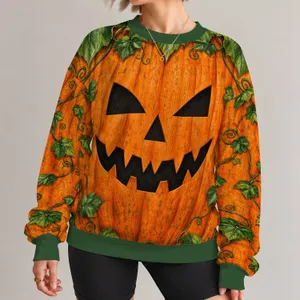 Carved Pumpkin Jack O Lantern Face for Halloween Parties and Autumn Fall Festivities All-over Print Knitted Sweater