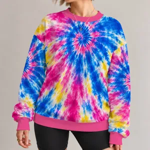 Electric Blue And Pink Tie Dye Burst For Festivals, Weekends, And Everyday Wear All-over Print Knitted Sweater