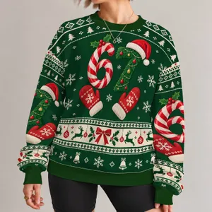 Candy Cane 67 And Holiday Reindeer Motifs For Festive Christmas Parties All-over Print Knitted Sweater