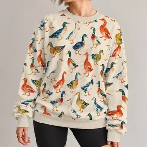 Whimsical Watercolor Ducks for Casual Country Outings and Everyday Style All-over Print Knitted Sweater