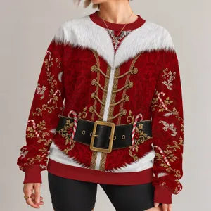 Red Faux Fur And Laced Holiday Outfit For Christmas Parties And Festive Gatherings All-over Print Knitted Sweater