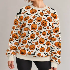 Jack-O’-Lanterns And Bats For Halloween Gatherings And Cozy Autumn Evenings All-over Print Knitted Sweater