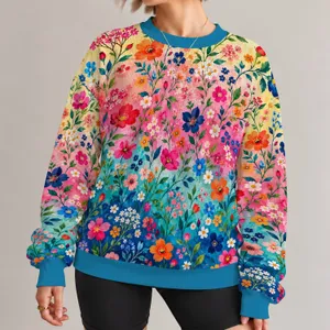 Vibrant Wildflower Garden for Colorful Autumn Outings and Everyday Women's Style Wear All-over Print Knitted Sweater