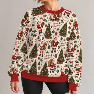 Vintage Santa and Tree Motifs for Cozy Christmas Celebrations and Festive Gatherings All-over Print Knitted Sweater