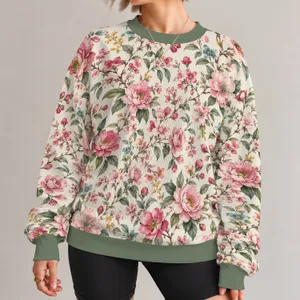 Pink Botanical Blossoms for Cozy Autumn Days and Garden Inspired Style All-over Print Knitted Sweater