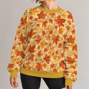 Autumn Maple Leaves for Cozy Fall Outings and Seasonal Layering All-over Print Knitted Sweater