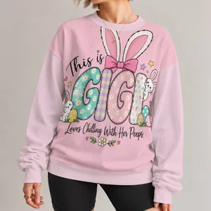 Pastel Easter Bunny Lettering for Spring Celebrations and Cozy Family Gatherings All-over Print Knitted Sweater