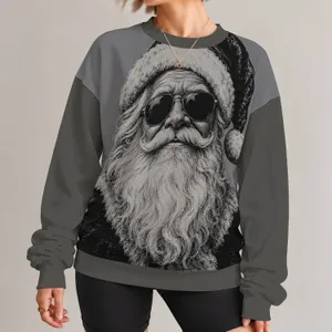 Vintage Santa Face With Sunglasses for Festive Christmas Gift Giving and Holiday Parties All-over Print Knitted Sweater