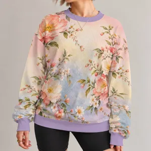 Pastel Garden Blossoms With Soft Gradient for Everyday Spring Style and Relaxed Wear All-over Print Knitted Sweater