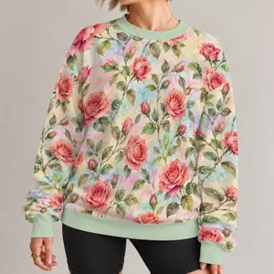 Watercolor Rose Florals for Soft Spring Days, Garden Strolls, and Romantic Everyday Style All-over Print Knitted Sweater