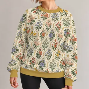 Botanical Arch Garden Florals for Spring Outings, Brunch, and Everyday Wear All-over Print Knitted Sweater