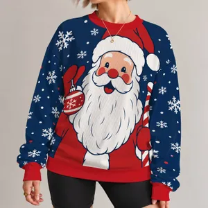 Santa Claus and Snowflakes for Christmas Parties and Cozy Holiday Family Celebrations All-over Print Knitted Sweater
