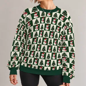 Snowman And Evergreen Christmas Motifs For Festive Holiday Gatherings All-over Print Knitted Sweater