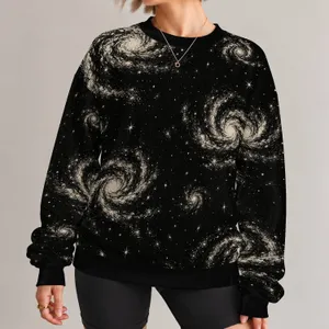Monochrome Cosmic Nebula and Starfield for Everyday Stargazing, Men's Night Sky Style All-over Print Knitted Sweater
