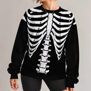 Monochrome Skeleton Bones for Halloween Parties and Alternative Streetwear Enthusiasts All-over Print Knitted Sweater