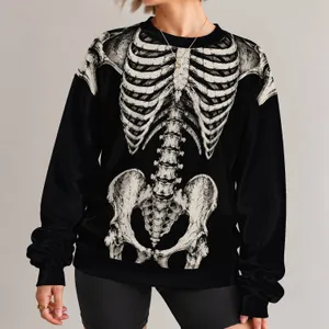 White Skeleton Bones for Halloween Parties and Dark Streetwear Style for Unisex Fans All-over Print Knitted Sweater