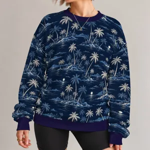 Moonlit Palm Island Seascape for Relaxed Coastal Evenings and Everyday Getaways for Men All-over Print Knitted Sweater