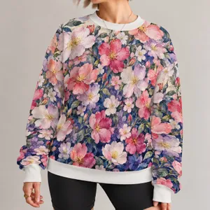 Watercolor Blossom Garden for Spring Outings and Relaxed Everyday Nature-Lover Style All-over Print Knitted Sweater