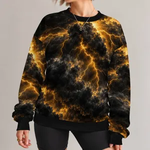 Dark Storm Clouds With Golden Lightning For Bold Everyday Streetwear And Night Out All-over Print Knitted Sweater