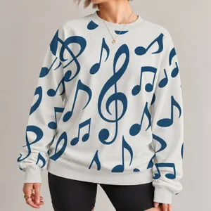 Bold Blue Music Notes for Creative Everyday Style and Music Lovers All-over Print Knitted Sweater