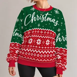 Emerald Christmas Snowflakes and Nordic Stars for Cozy Holiday Celebrations Together All-over Print Knitted Sweater
