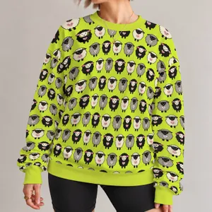 Cute Sheep and Pink Heart Farm Animals for Casual Countryside Style All-over Print Knitted Sweater