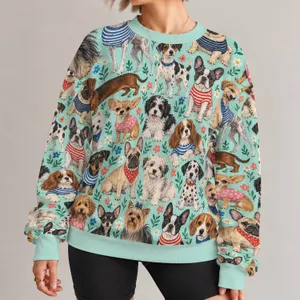 Whimsical Dog Portraits for Everyday Outings and Cozy Casual Style All-over Print Knitted Sweater