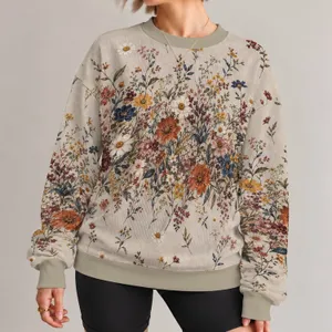 Vintage Wildflower Meadow for Everyday Cottagecore Style and Spring Garden Outings All-over Print Knitted Sweater