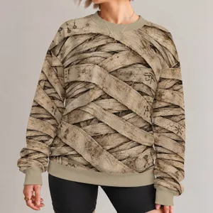 Distressed Mummy Bandage Wrap for Halloween Parties and Spooky Costume Celebrations All-over Print Knitted Sweater