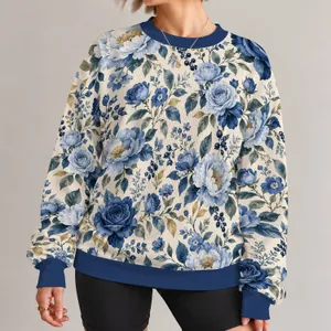 Blue Watercolor Florals for Garden Parties and Everyday Spring Style All-over Print Knitted Sweater