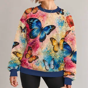 Dreamlike Butterfly Motifs for Colorful Spring Outings and Relaxed Everyday Style All-over Print Knitted Sweater