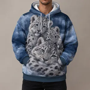 Three Snow Leopard Cubs Cuddling for Cozy Nature Lovers and Relaxed Weekend Adventures All-over Print Hoodie (Lightweight)