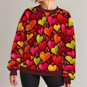 Colorful Heart Motifs for Valentine Celebrations and Cozy Autumn Days All-over Print Knitted Sweater