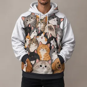 Colorful Cat And Dog Faces For Playful Everyday Pet Lover Style And Casual Outings All-over Print Hoodie (Lightweight)