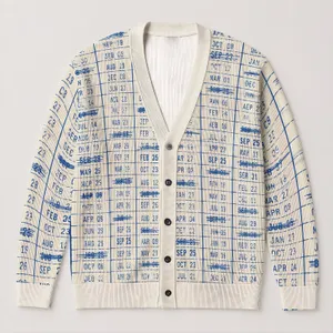 Vintage Library Due Date Ledger Motif for Book Lovers and Everyday Campus Study Days All-over Print Knitted Cardigan