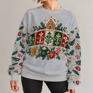 Gingerbread Castle Holiday Keepsake for Cozy Christmas Celebrations All-over Print Knitted Sweater