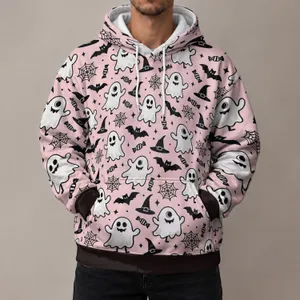 Halloween Ghosts and Spiderwebs for Spooky Autumn Nights and Casual Everyday Wear All-over Print Hoodie (Lightweight)