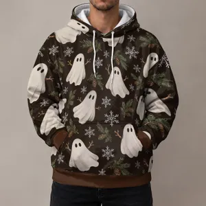 Ghosts, Snowflakes and Pine Sprigs for Cozy Christmas Gatherings and Winter Outings All-over Print Hoodie (Lightweight)