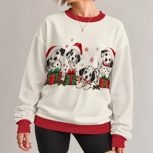 Dalmatian Puppies in Santa Hats with Gifts for Christmas Celebrations and Dog Lovers All-over Print Knitted Sweater
