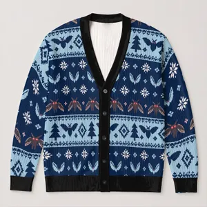Mothman Snowflake Winter Holiday Style for Cryptid Fans and Teenagers All-over Print Knitted Cardigan