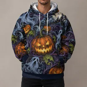 Swirling Jack-O'-Lanterns And Spiderwebs For Halloween And Autumn Night Celebrations All-over Print Hoodie (Lightweight)