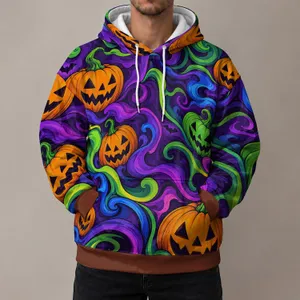 Vibrant Jack-O'-Lantern Swirls for Halloween Parties and Autumn Nights All-over Print Hoodie (Lightweight)