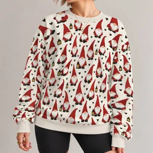 Red-Hatted Garden Gnomes for Whimsical Holiday Cheer and Cozy Seasonal Style All-over Print Knitted Sweater