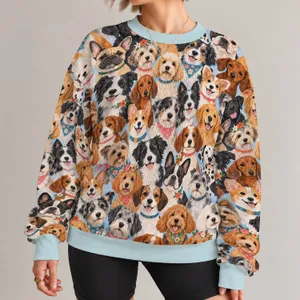 Colorful Dog Portraits for Playful Everyday Outings and Weekend Walks for Dog Lovers All-over Print Knitted Sweater