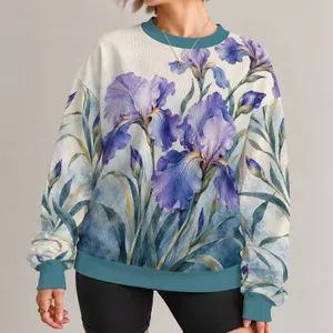 Violet Iris Blooms for Elegant Everyday Style and Springtime Garden Outings All-over Print Knitted Sweater